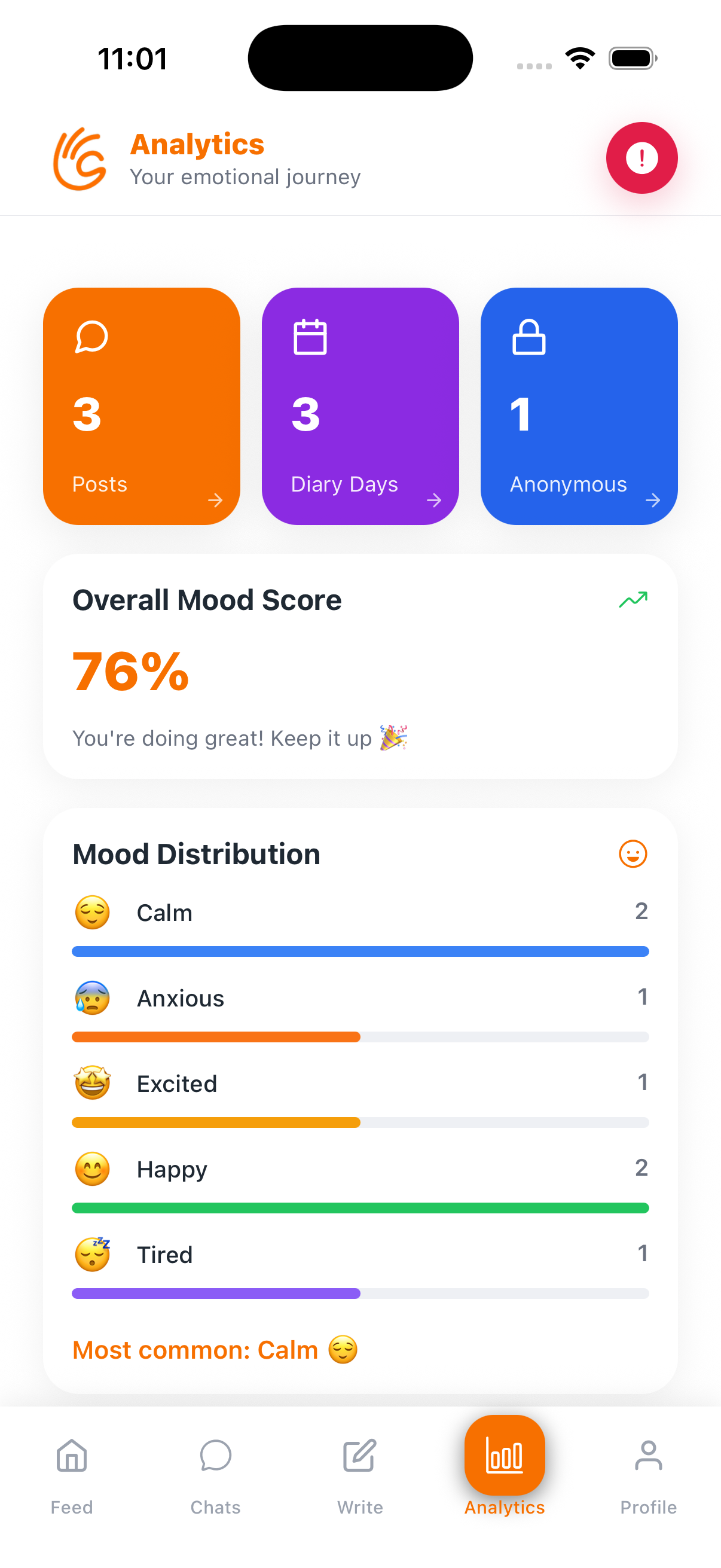 OCare app — Mood check-in
