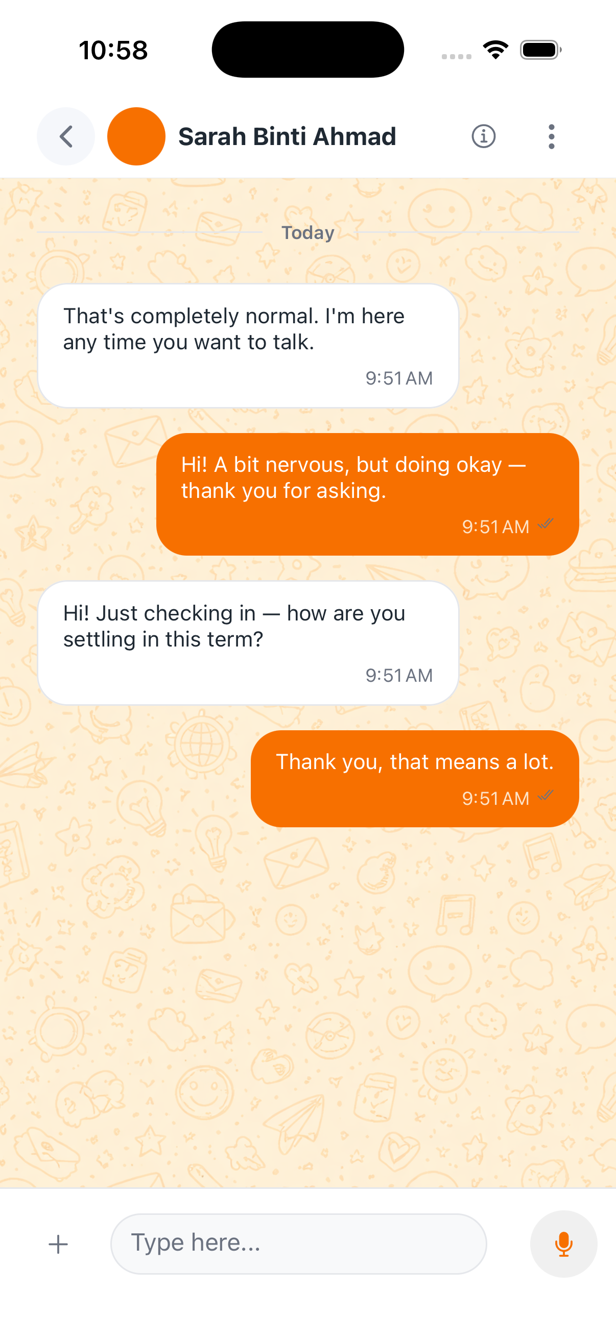 OCare app — Secure chat